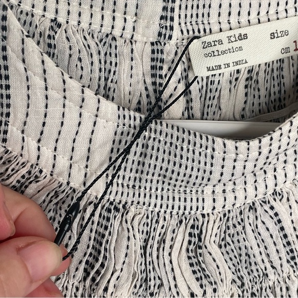Zara Bohemian Embroidered Balloon Sleeve Blouse in Cream/Black Girl's 10 - Picture 9 of 11